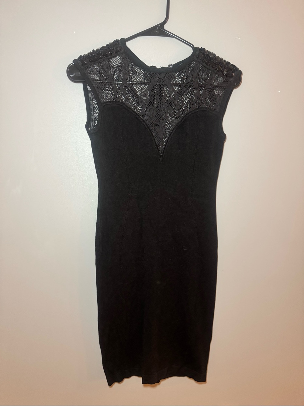 Guess Black Lace-Detail Midi Dress